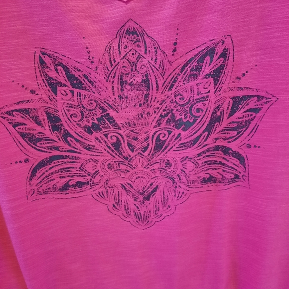 Cherokee Brand Raw~Edge Lotus Tee Bright Pink XL - Picture 3 of 6
